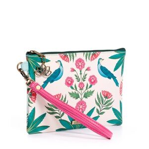 Pink and Green Floral Women's Clutch